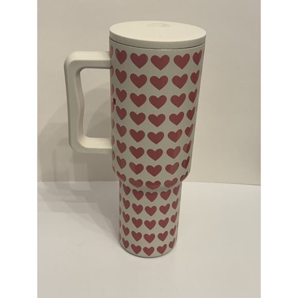 Simple Modern 40 oz Trek Tumbler Pink Hearts On White - Picture 6 of 7